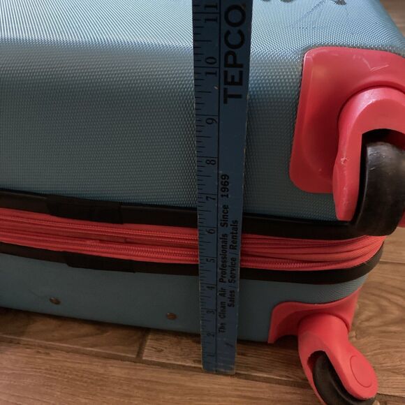 Tommy Bahama Teal & Pink Rolling Luggage Hardshell Wheeled 22"x9”x14 Crack Shell - Picture 11 of 12